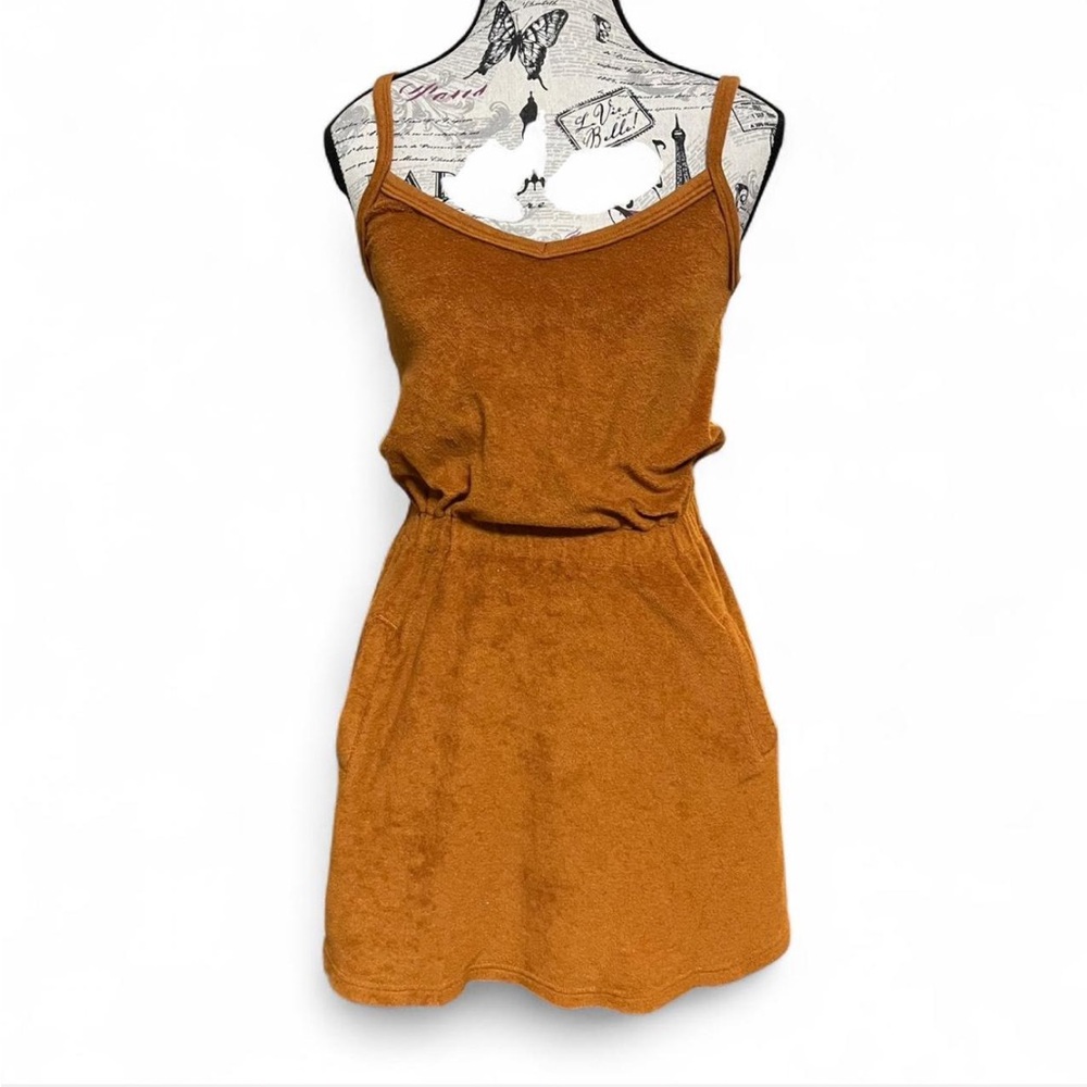 NWT OFFLINE by Aerie Rust Terry Mini Dress w Pockets XS